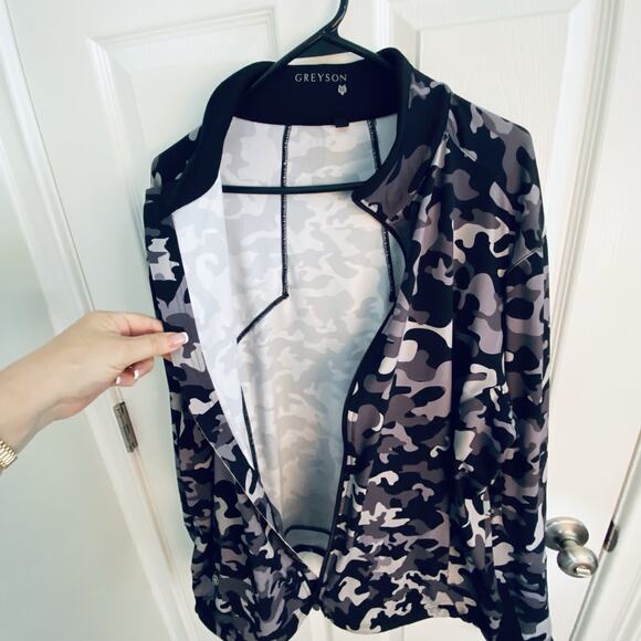 Greyson CamoScape Chene Hoodie Mens Large Black Camo Stretch Casual Golf Sweater - Picture 4 of 6